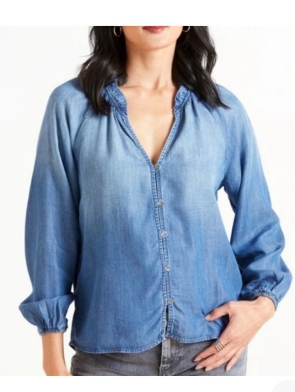 Cloth & Stone Chambray Peasant Top